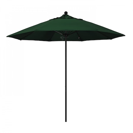 California Umbrella 9' Black Aluminum Market Patio Umbrella, Pacifica Hunter Green 194061335918